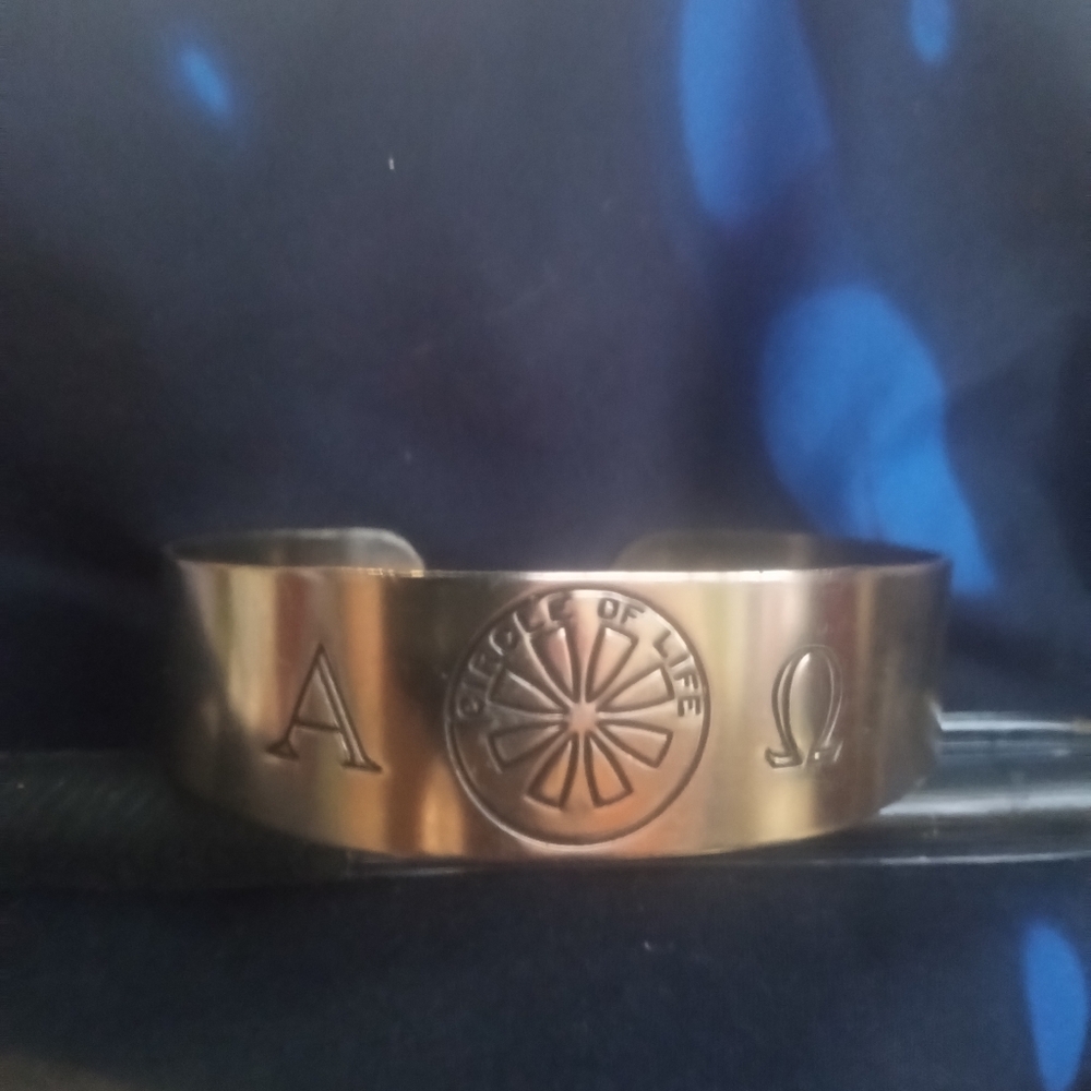 VINTAGE "CIRCLE OF LIFE" SILVERTONE METAL BRACELET